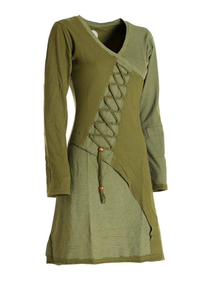 Vishes Jerseykleid Asymmetrisches Langarm Damen Baumwoll-Keid Shirt-Kleid Ethno, Elfen Style, Sweat-Kleid – Bild 5 von 5