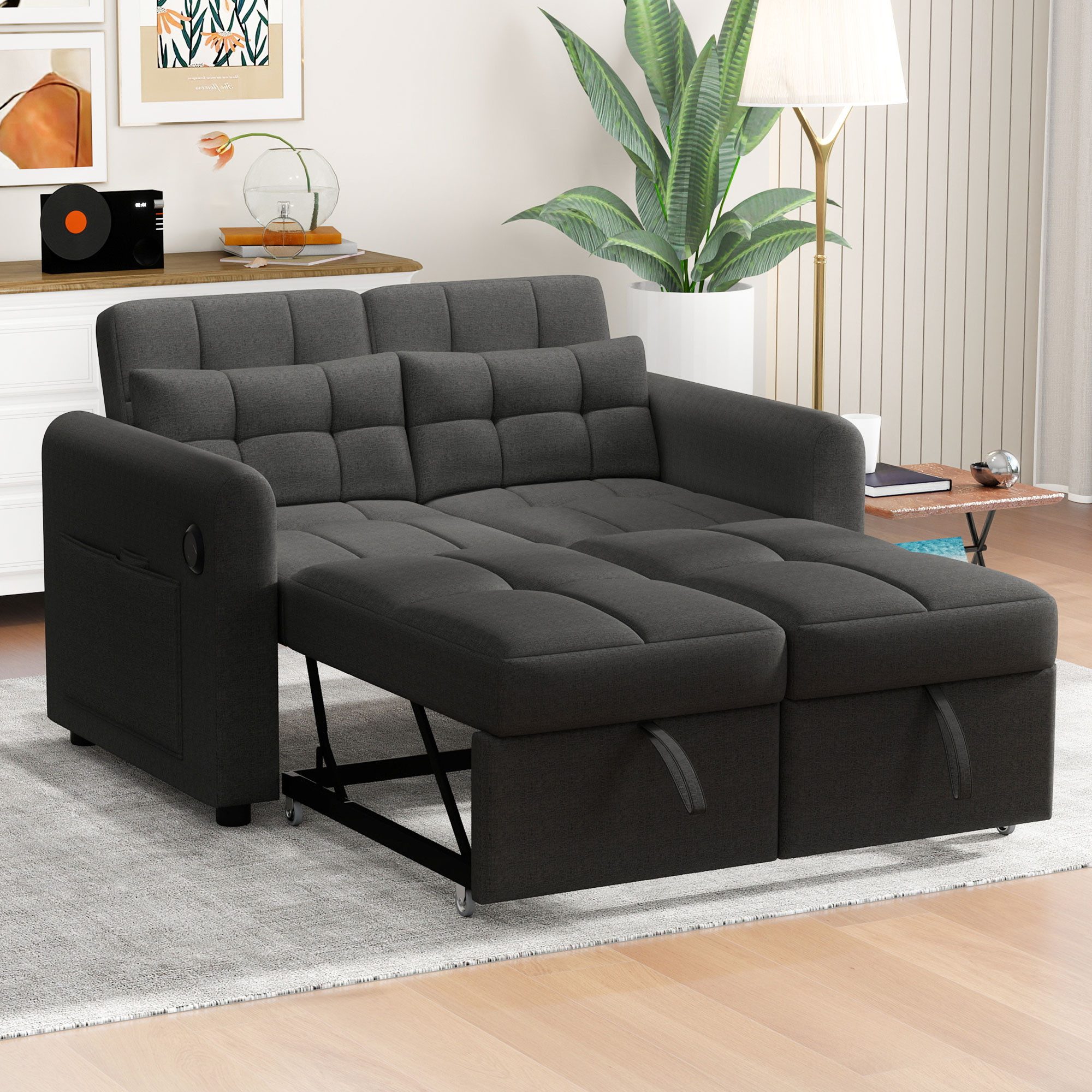 Merax Schlafsofa 3-in-1 Ausziehsofa, Sofa mit Schlaffunktion für Wohnzimmer günstig online kaufen