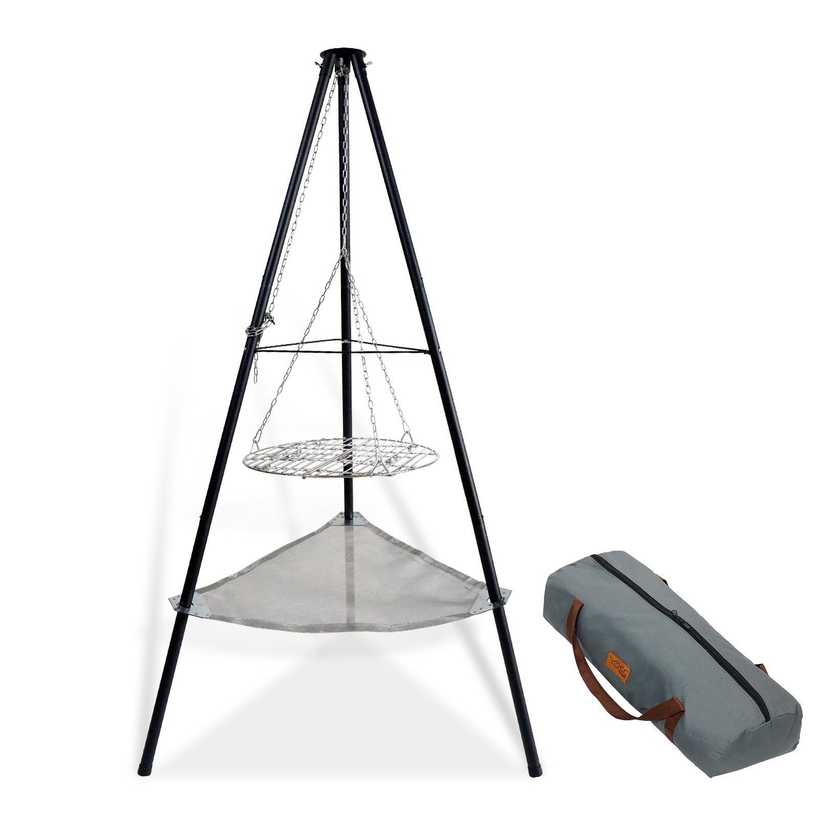 CCLIFE Grillschale Schwenkgrill Grillrost Holzkohlegrill Dreibein Feuertopf Camping, Eisen, speichert die Hitze gleichmäßig und über einen langen Zeitraum.