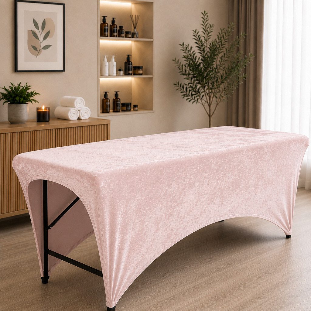 STM Company Massageliege Verlängerter Liegenbezug aus Velours für Kosmetikliege & Massageliege (Elastischer Spannbezug mit Fußaussparung), 180x60 cm/ 190x70 cm