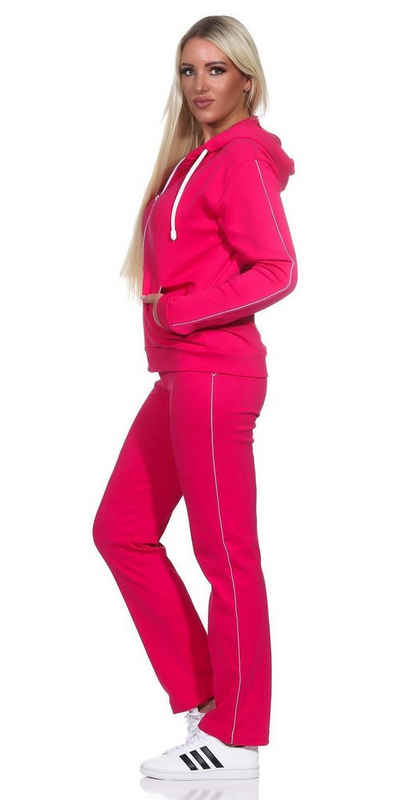 EloModa Freizeitanzug Damen Jogginganzug Anzug mit Reißverschluss; S M L XL 2XL (2-tlg)