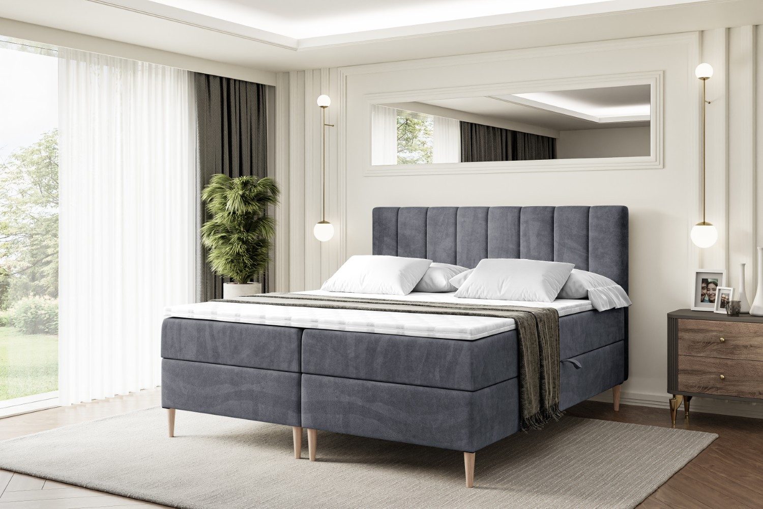 ALTDECOR Boxbett OTTA-F (Multipocket-Matratze H4, H3 Matratze Bonellfederung, Topper, Kopfteil)
