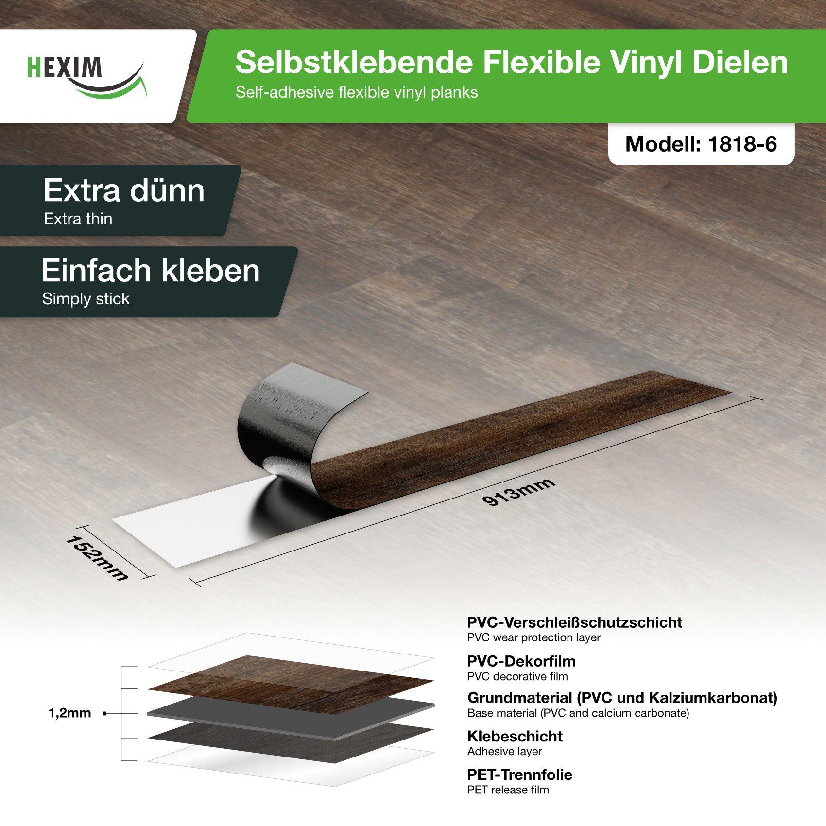 Hexim Vinylboden, Vinyldielen 0,97m² selbstklebend PVC Wandverkleidung Bode günstig online kaufen