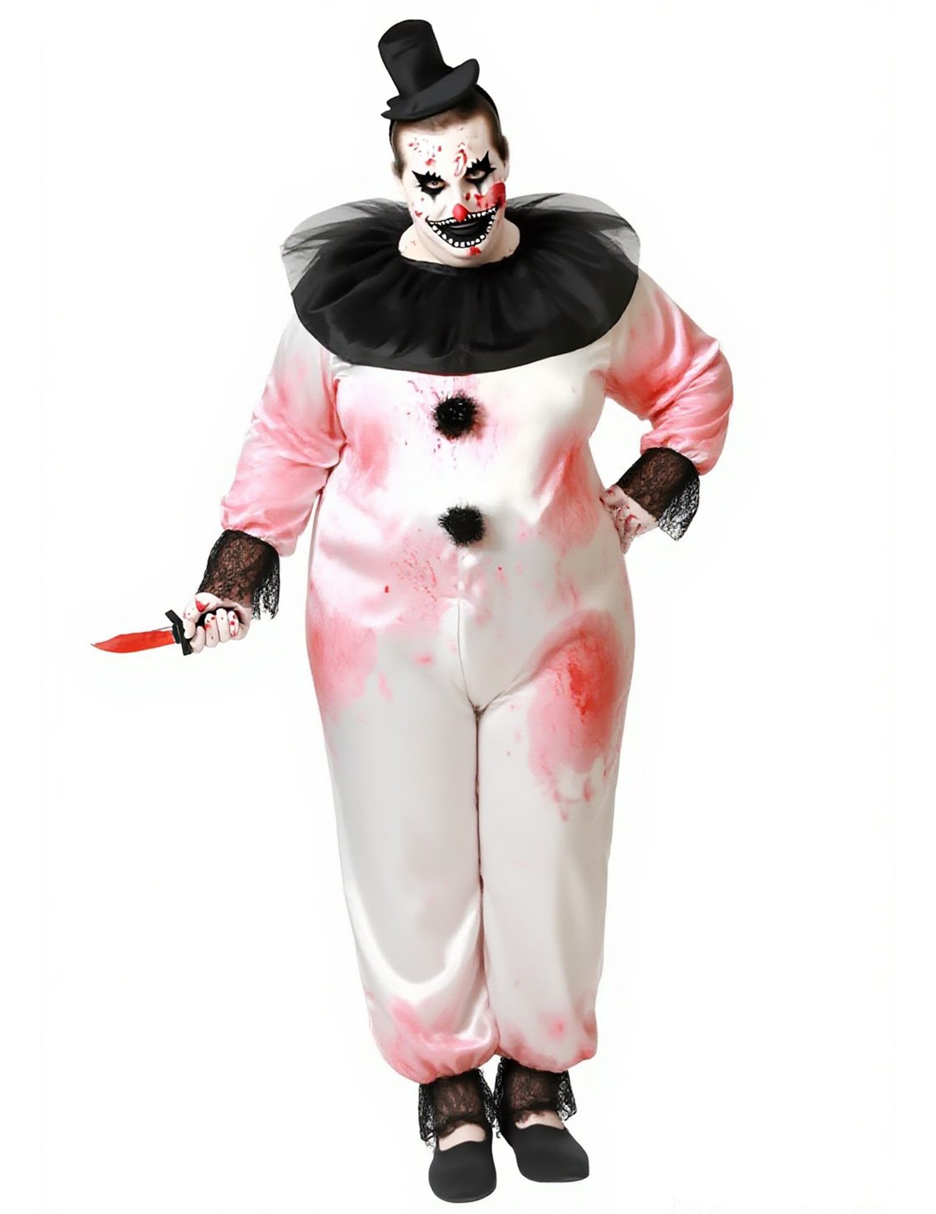atosa Clown-Kostüm Pierrot Killer Clown für Herren plus size