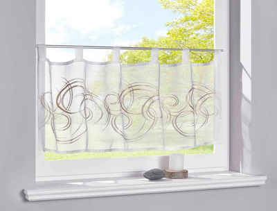 Scheibengardine, Gardinenbox, Stangendurchzug (1 St), transparent, Voile, Stickerei Transparent Bitrogardine Küchenfenster Sichtschutz