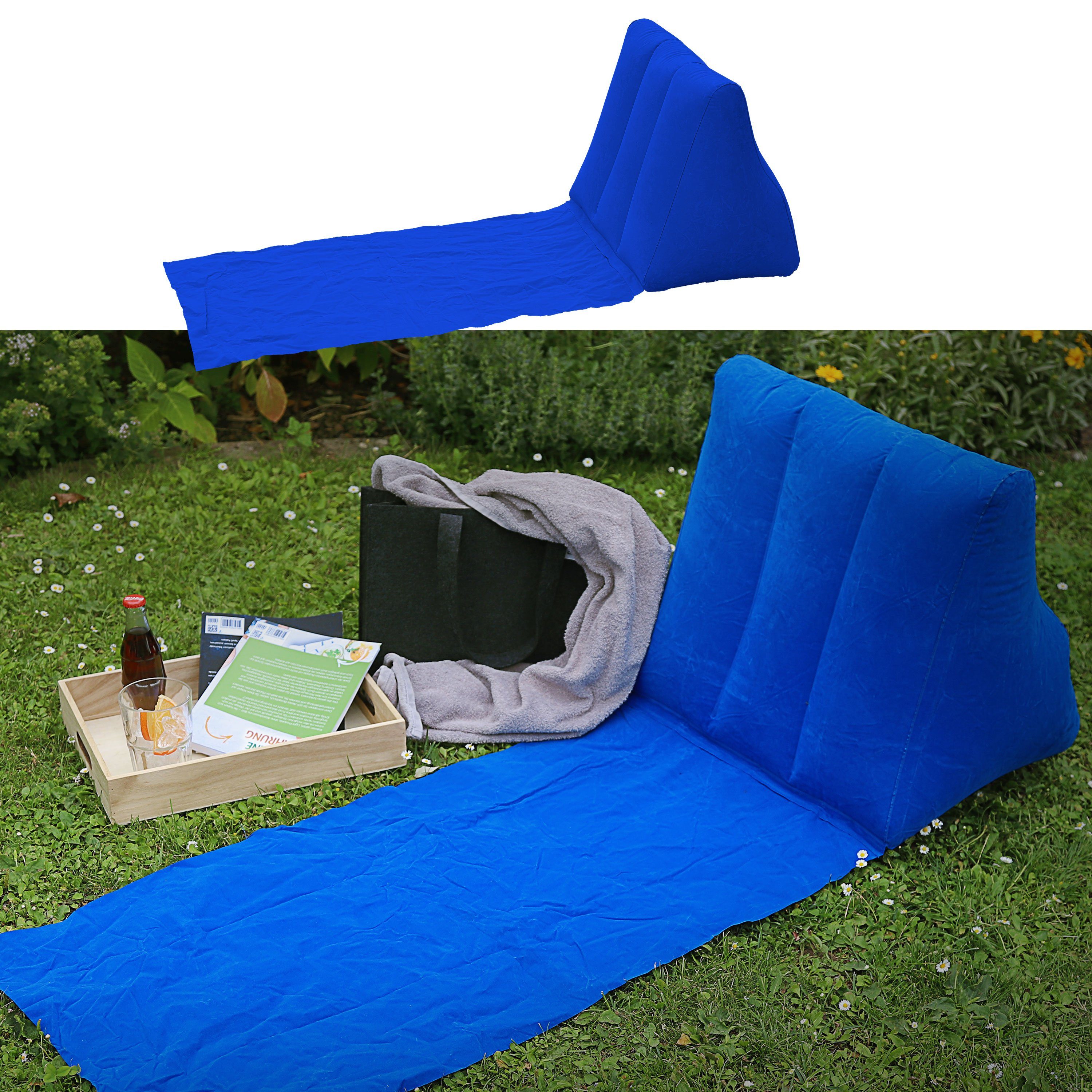 CEPEWA Campingliege Strandmatte Rückenkissen aufblasbar blau günstig online kaufen