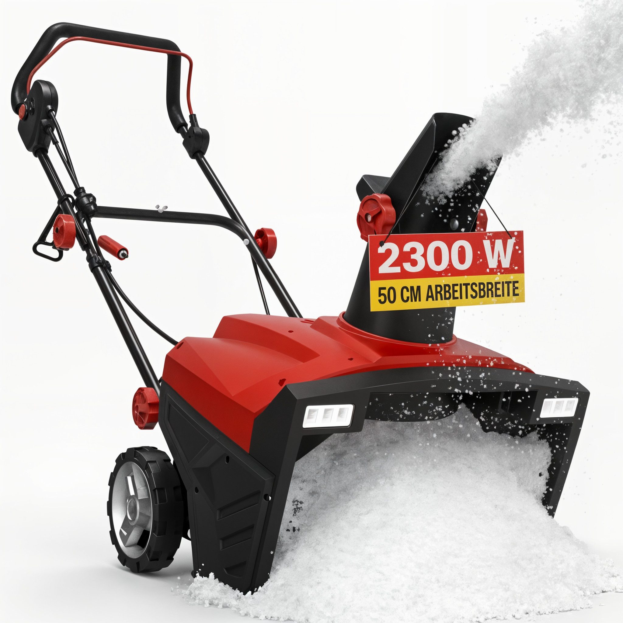 Onbest Elektro-Schneefräse 2300W 25cm Arbeitshöhe, 50,00 cm Arbeitsbreite, 9m verstellbare Wurfweite, 2 LED-Scheinwerfer