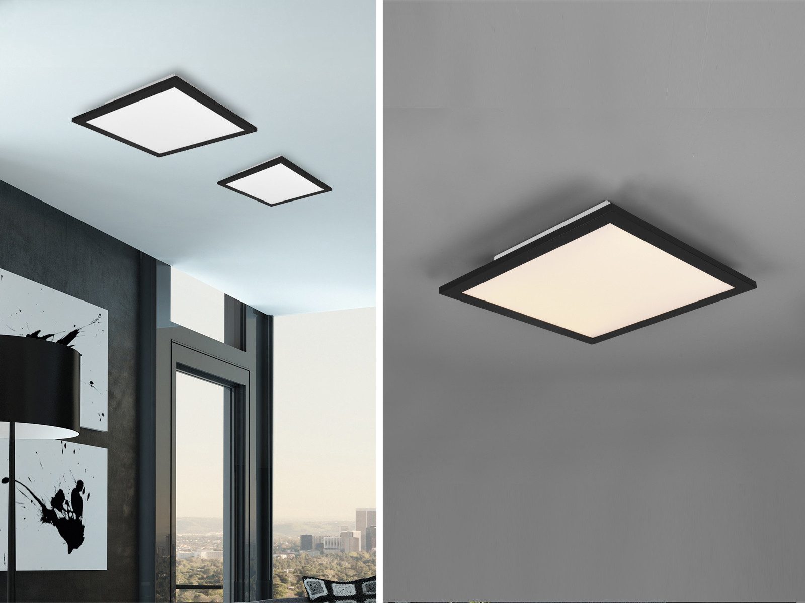 Reality Leuchten LED Deckenleuchte, LED fest integriert, Warmweiß, LED Panel für Decke oder Wandleuchte, extrem flach aus Metall 29x29 cm