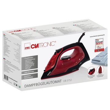 CLATRONIC Dampfbügeleisen CLATRONIC Bügeleisen Dampf Keramiksohle 2200 Watt DB 3752 schwarz-rot