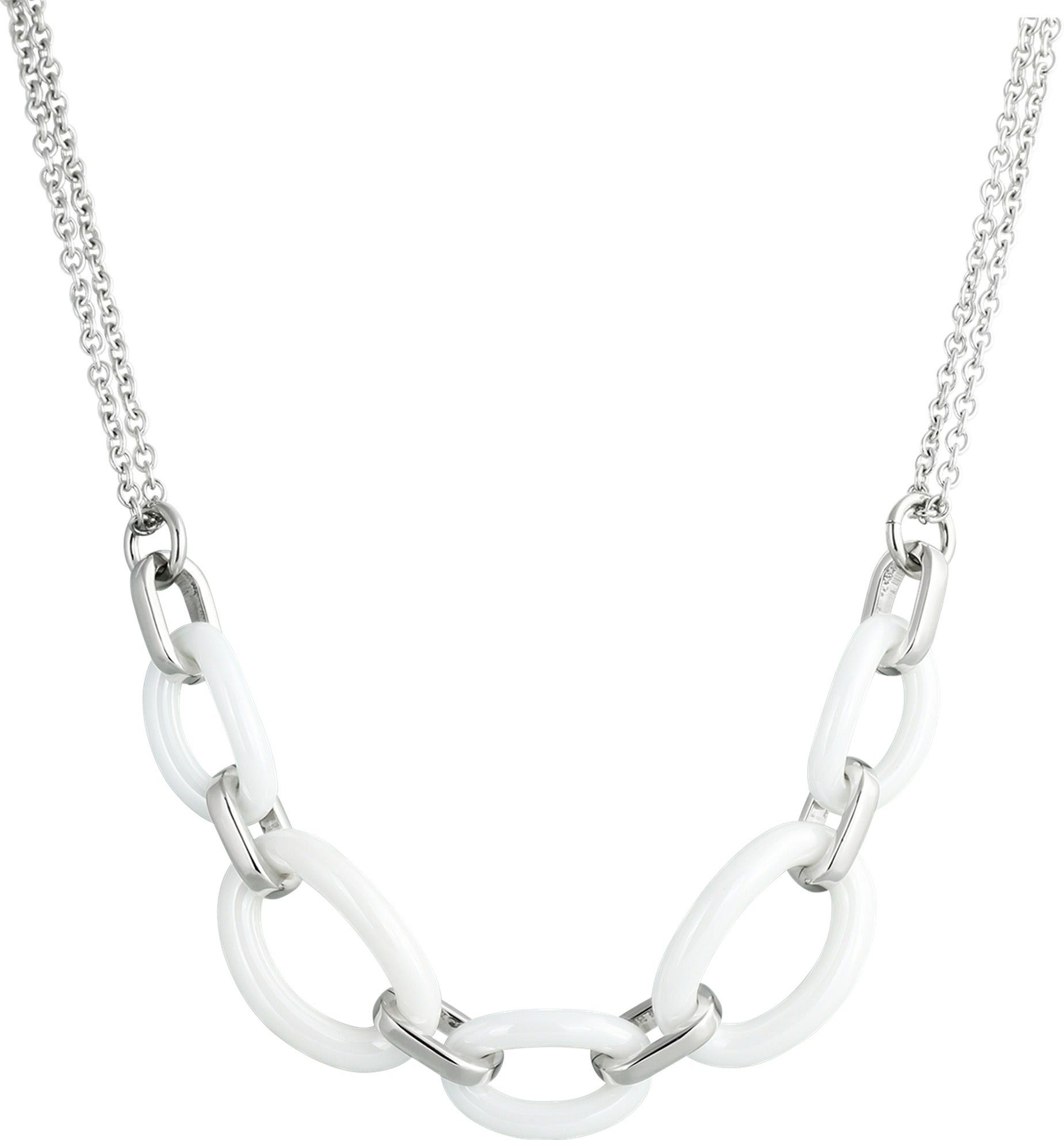 Amello Edelstahlkette Amello Ovale Halskette silber weiß (Halsketten, Halskette), Damen Halsketten (Ovale) aus Edelstahl (Stainless Steel)