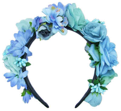 Trachtenland Trachtenhut Hochwertiger Blumen Haarreif Blumenwiese - Blau