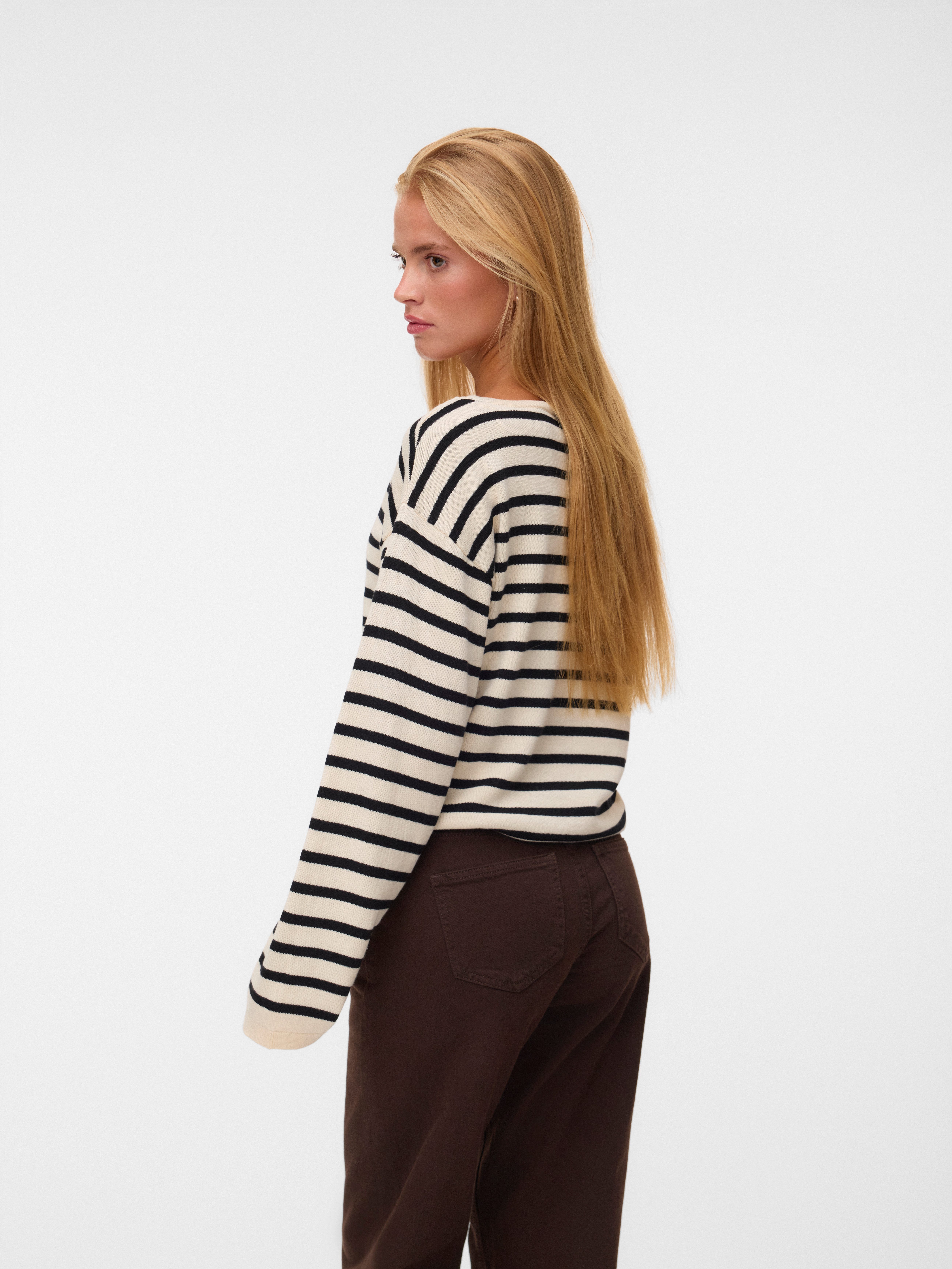 Vero Moda Strickpullover VMNOMA LS BOATNECK PULLOVER NOOS Baumwolle