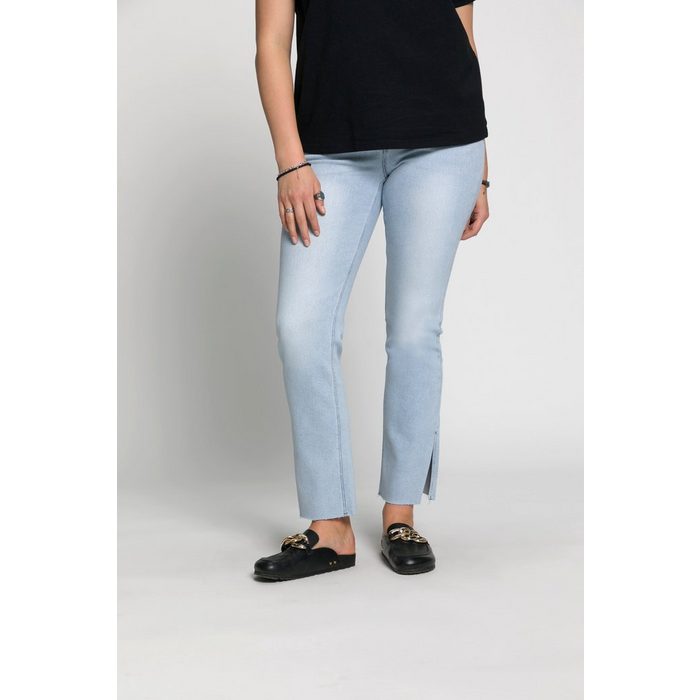 Studio Untold Regular-fit-Jeans Jeans Straight Fit Schlitz Fransensaum 5-Pocket