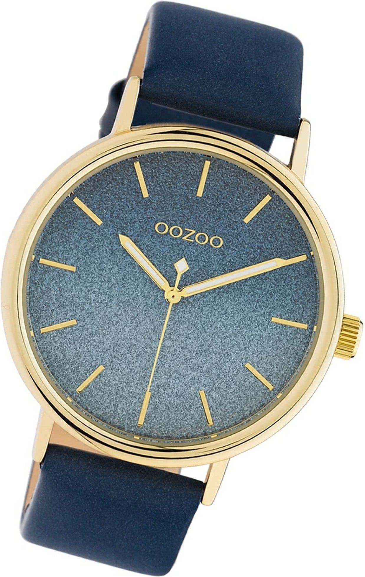 (ca. C10938 Damen groß Uhr Analog, OOZOO dunkelblau, rundes Oozoo Gehäuse, 42mm) Damenuhr Lederarmband Leder Quarzuhr