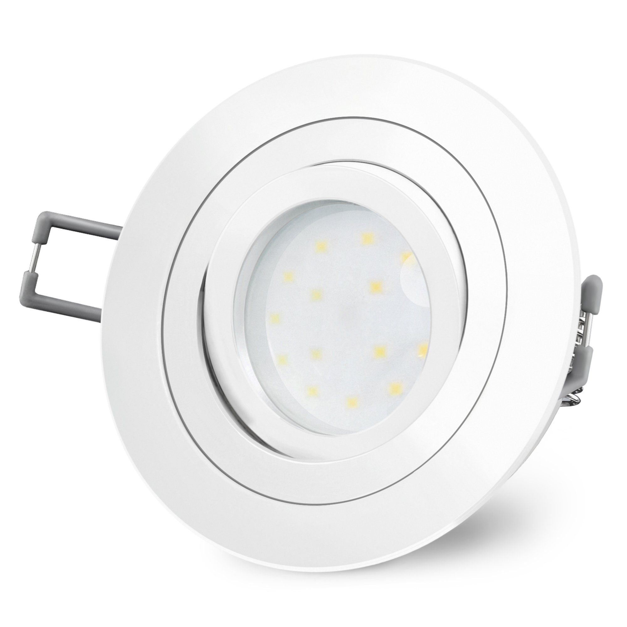 LED Einbaustrahler RF-2 runder LED-Einbaustrahler weiss, schwenkbar flach LED-Modul 230V