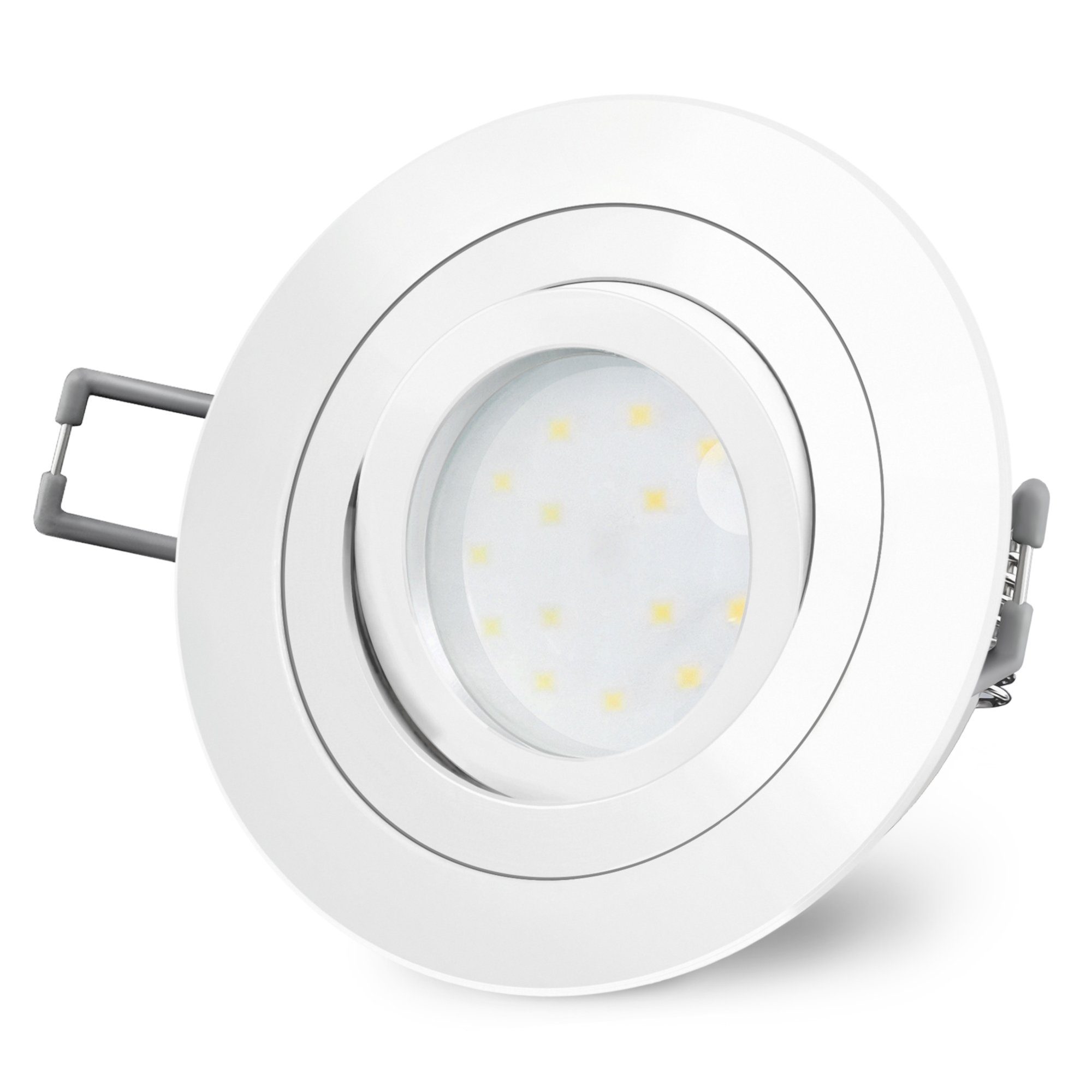 SSC-LUXon LED Einbaustrahler RF-2 & Einbauspot 230, mit Modul LED weiss flach LED schwenkbar runder Warmweiß