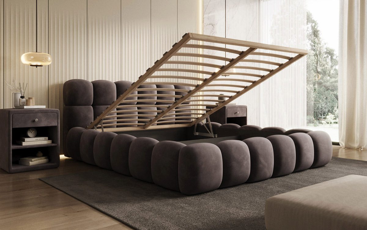 Luxusbetten24 Polsterbett Designer Polsterbett Boston Samt, mit Stauraum