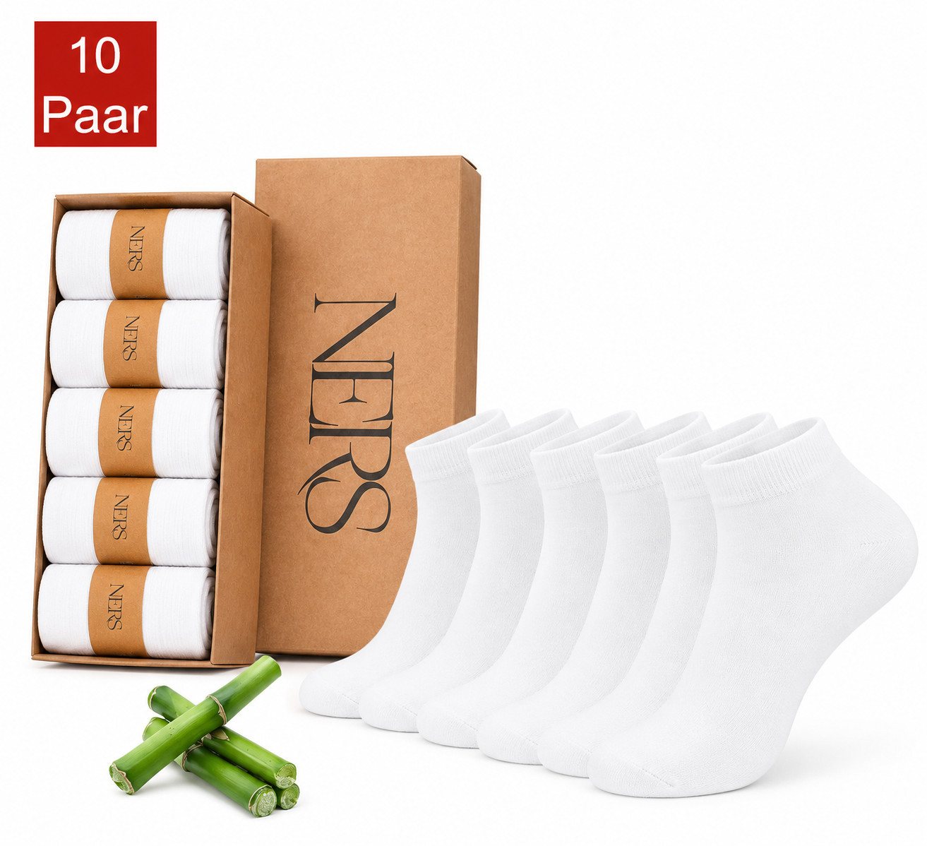 NERS Kurzsocken aus Bambus (10 Paar) Damen & Herren, ohne drückende Naht, ohne Gummi (10-Paar, 10 Paar) Bambussocken - Atmungsaktiv - Naturfreundlich - gegen Schweißfüße