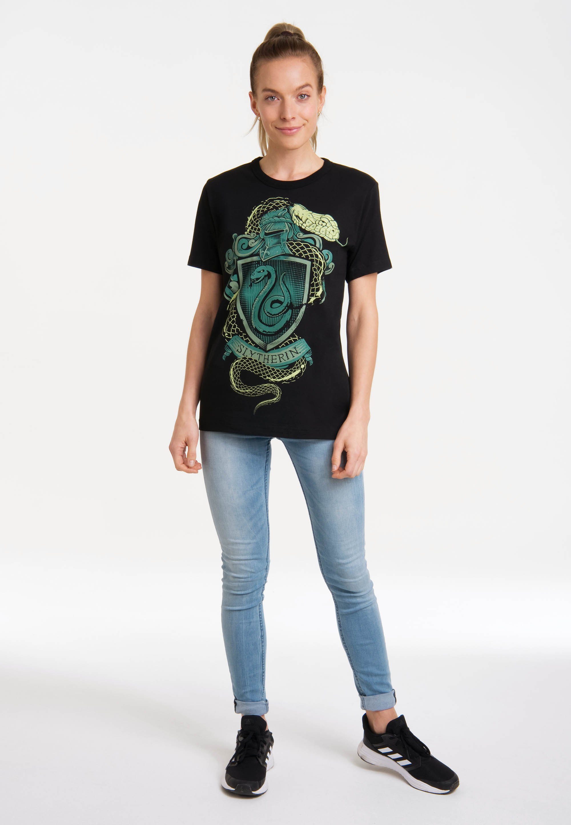 LOGOSHIRT T-Shirt Harry Potter Print lizenziertem Slytherin - mit