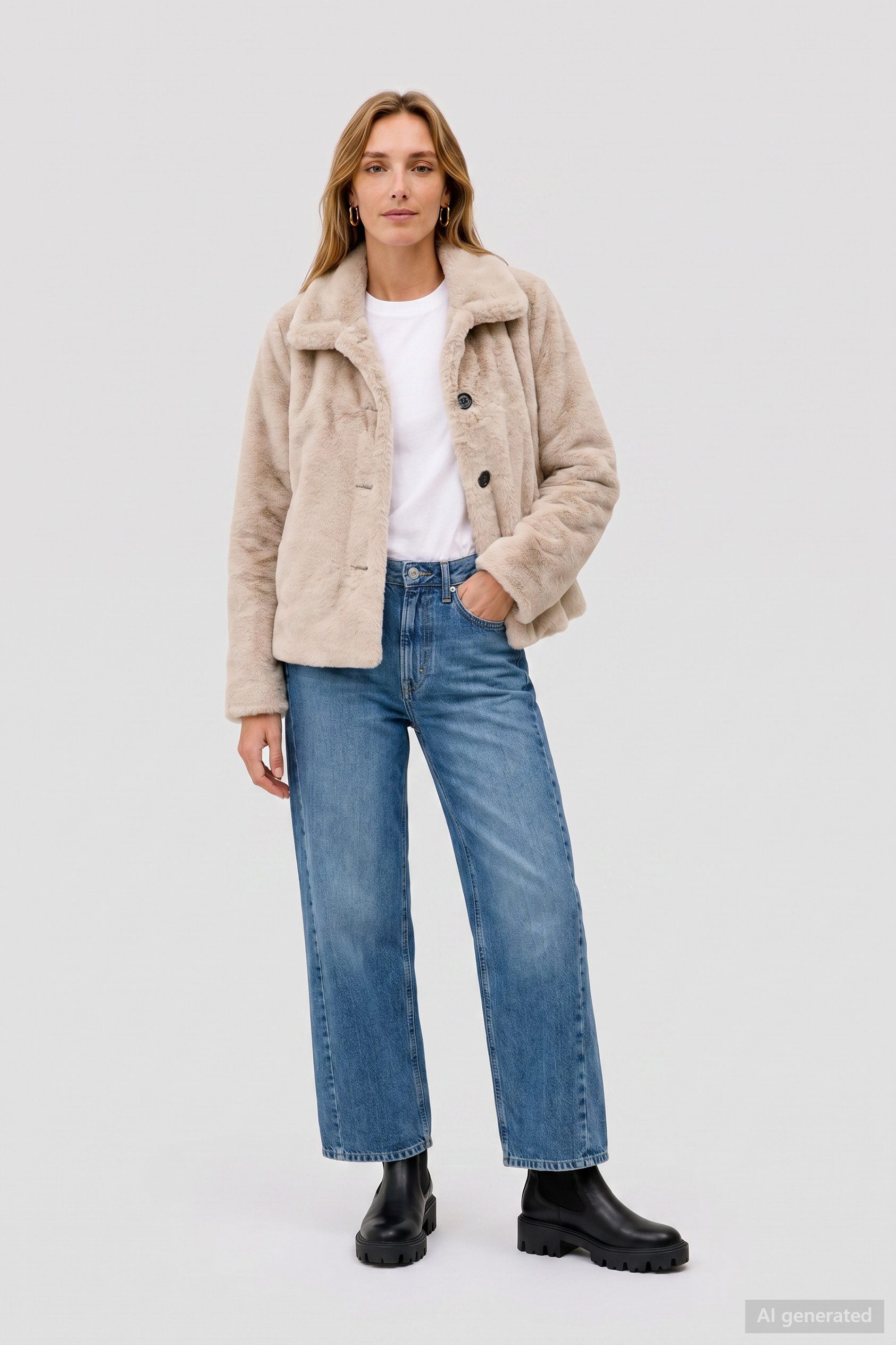 Barbara Lebek Fellimitatjacke warme Winterjacke mit weichem Stoff für kalte Tage
