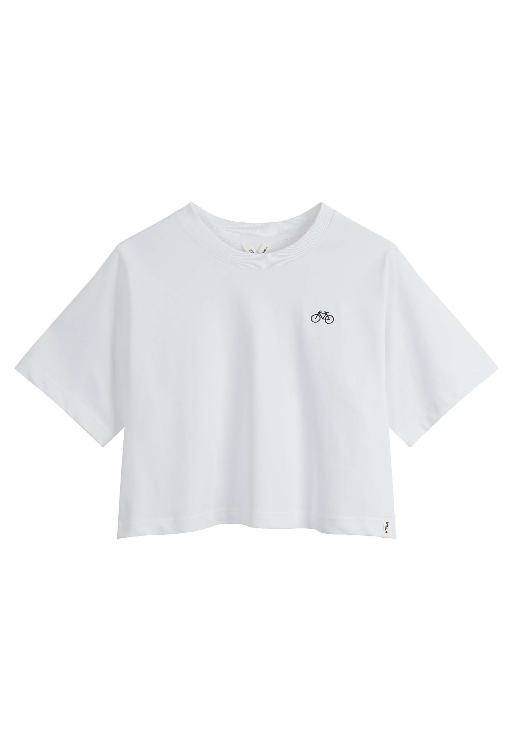 Kurzarmshirt Cropped T-Shirt schwer Style JOSHNA Embroidery