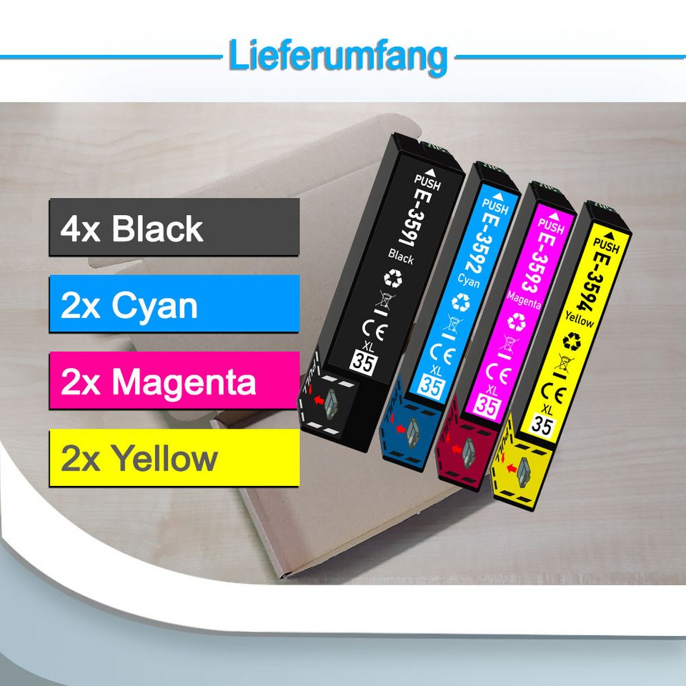 Thumbnail - Druckerparadies 10er Pack Druckerpatronen 35 35XL kompatibel mit Epson WF-4720 Tintenpatrone (10-tlg)