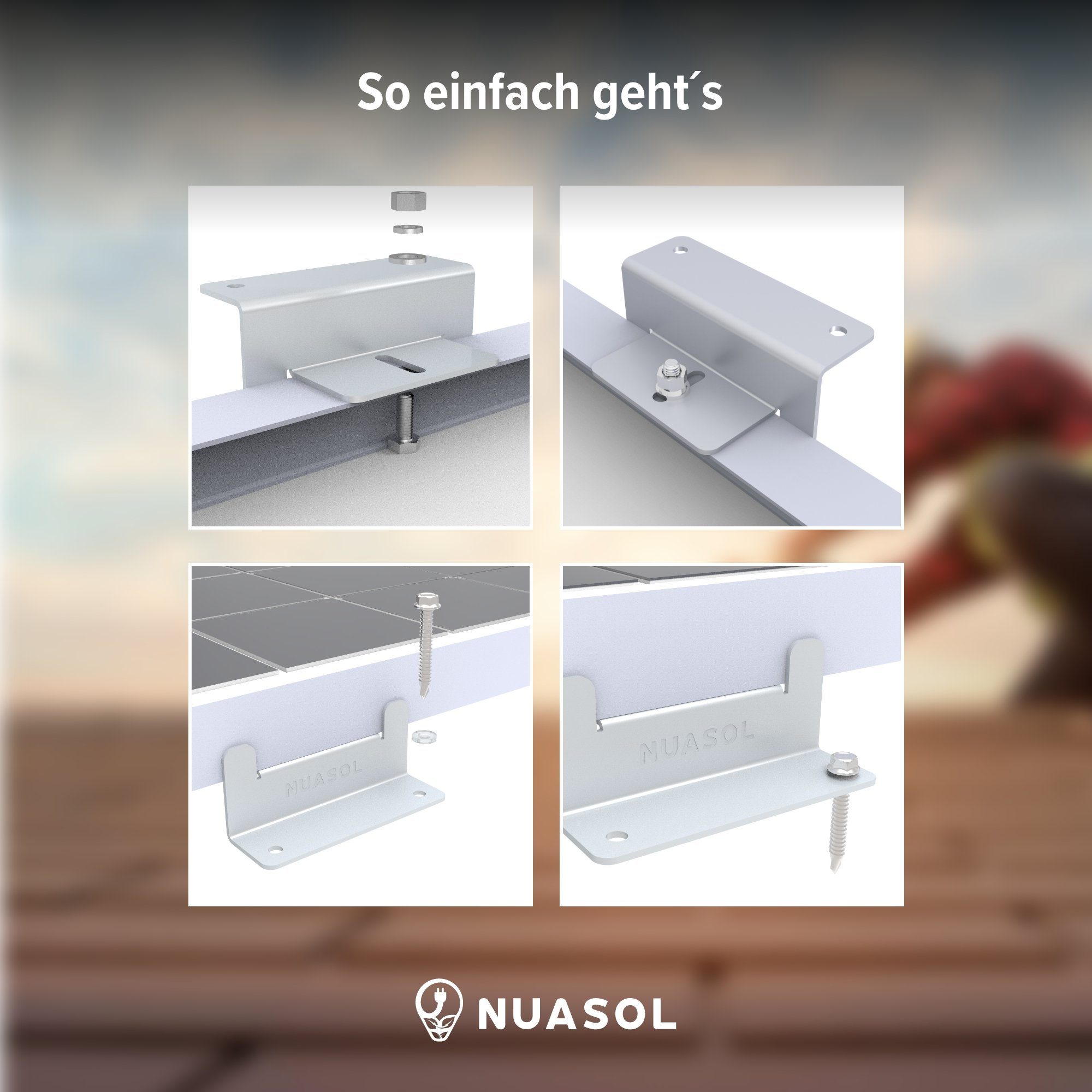 NuaSol Montagezubehör NuaFix 8x oder 16x Set Z-Winkel für Photovoltaik Solarmodule Montage (Set, 16 St)