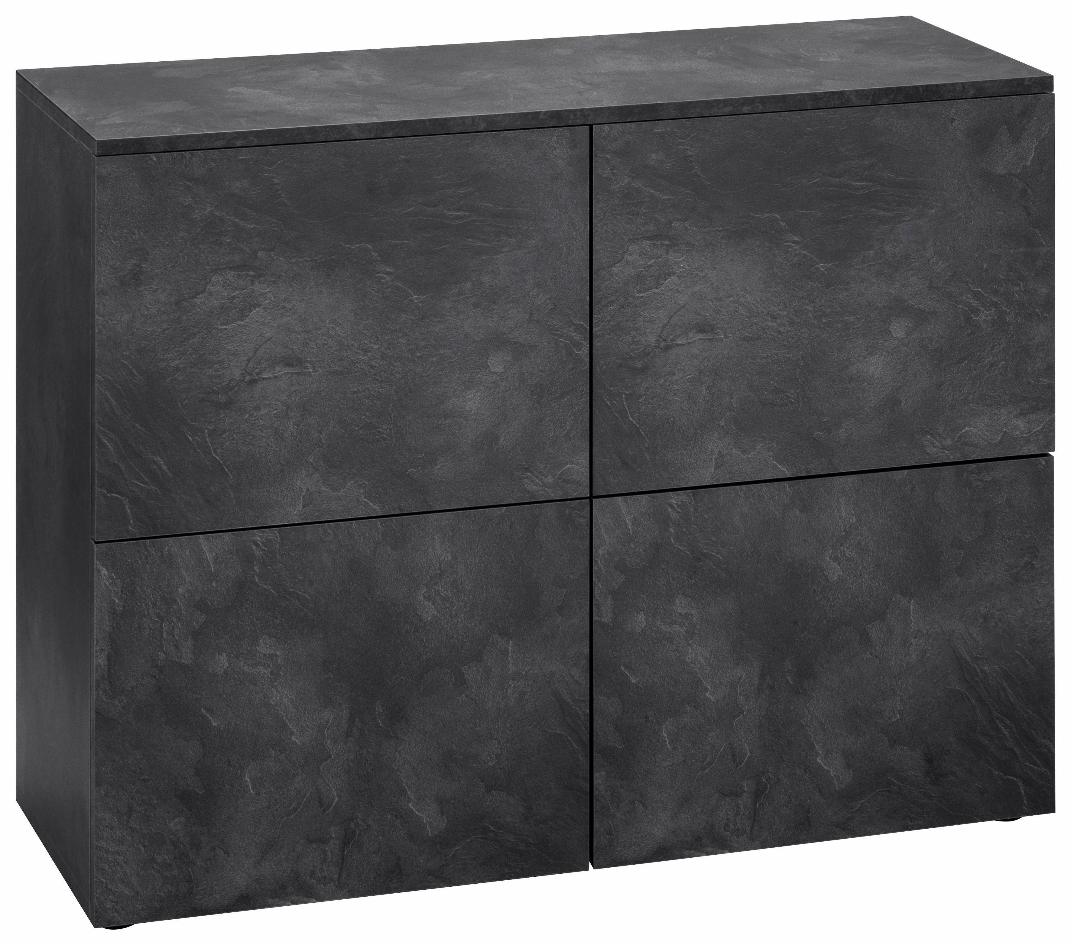 borchardt Möbel Kommode Rova, Sideboard mit 4 Türen, Breite 93 cm, 4-türig, Kommode mit viel Stauraum, schieferfarben