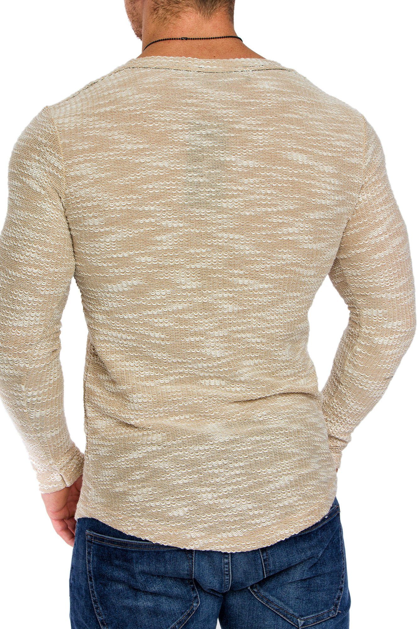 Sweatshirt Pullover Rundhalsausschnitt Vintage Amaci&Sons Sweatshirt Herren NAMPA mit Hoodie Beige Sweatshirt Rundhalsausschnitt