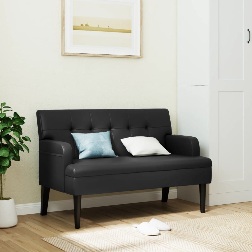 vidaXL Sitzbank, Bank mit Rückenlehne Schwarz 112x65,5x75 cm Kunstleder