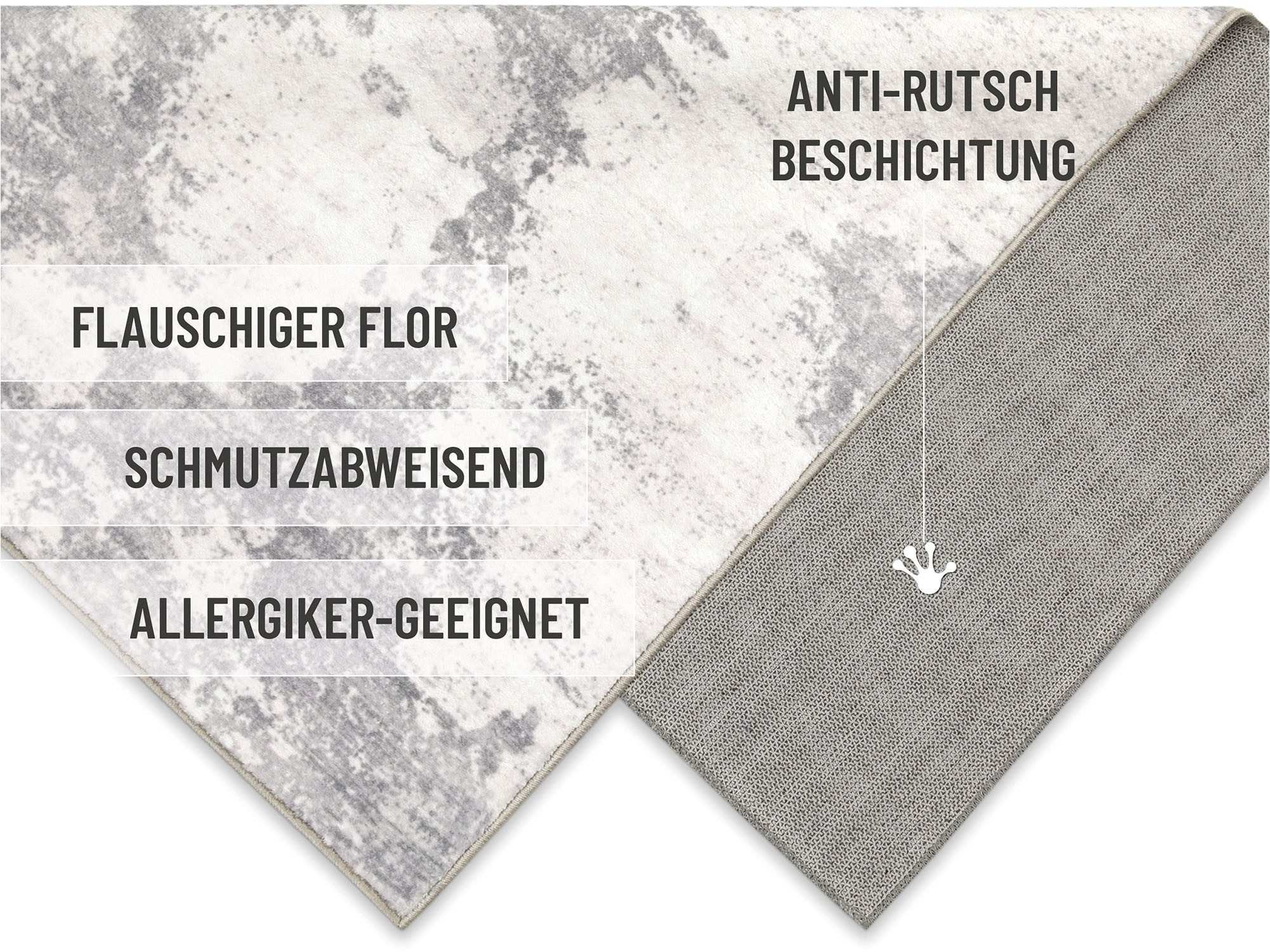 Wecon home Badematte Samu, Höhe 5 mm, Polyester, rechteckig, Marmor Design, waschbar, rutschfest, schnell trocknend, Badteppich