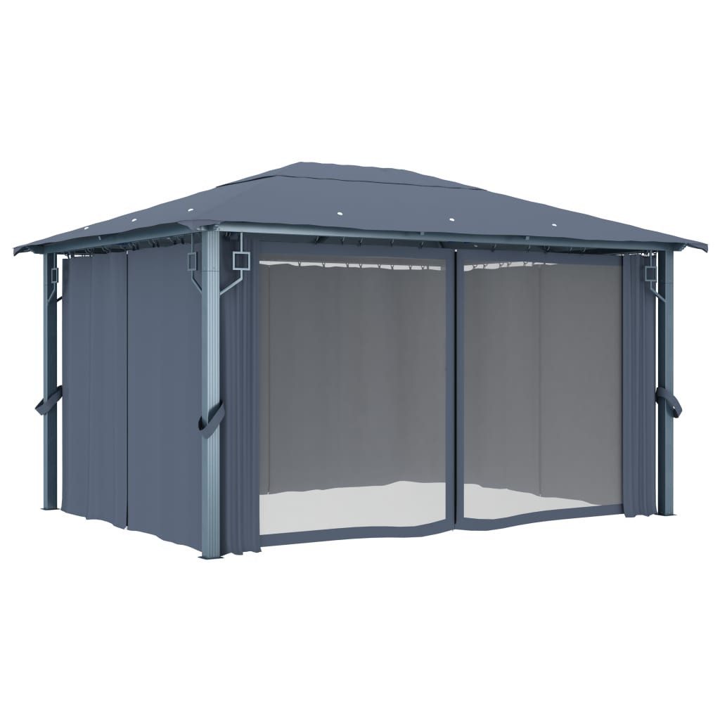 vidaXL Pavillon 400 x 300 cm Pavillon Gartenzelt mit Vorhängen 400x300 cm Anthrazit Al