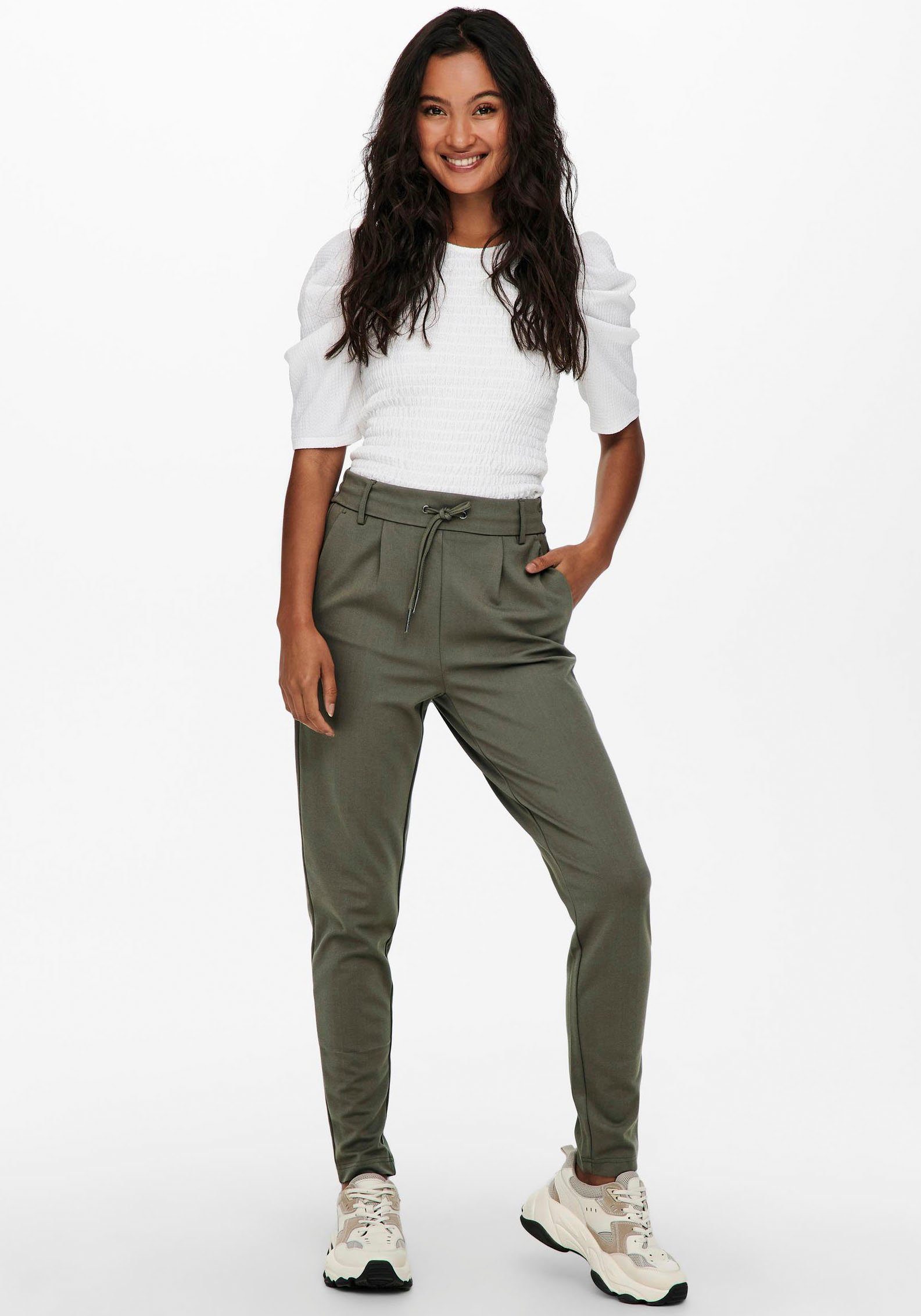 ONLY Jogger Pants ONLPOPTRASH – Joggerhose mit Tunnelzugbund und Stretch casual, Milano Rib, regular fit, Viskosemischung