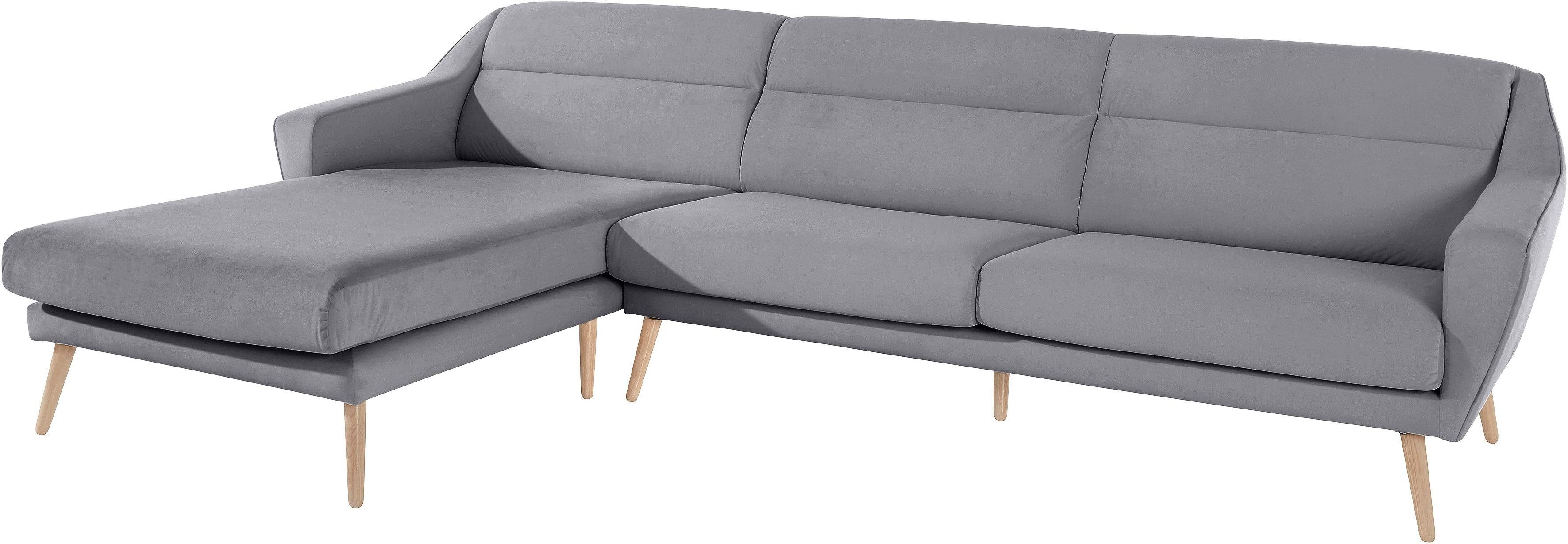 andas Ecksofa "Bille L-Form" mit Naht im Rückenkissen und Beinen aus Eichen günstig online kaufen