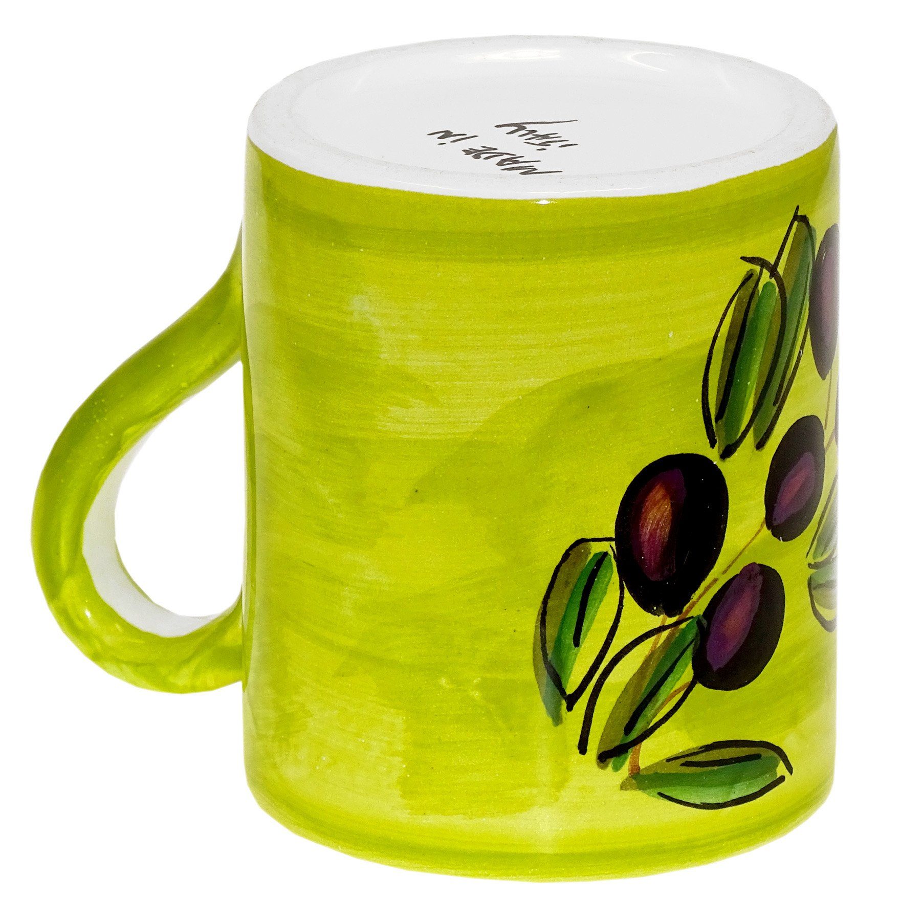 Italienischer Keramik, Tasse, Lashuma Kaffeetasse Teebecher Olive 350 ml,