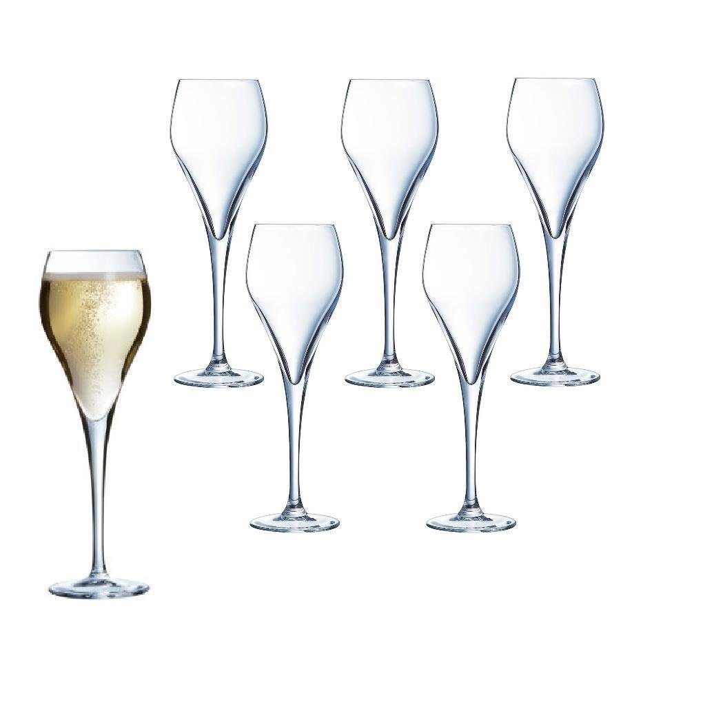 Arcoroc Sektglas Arcoroc Brio Champagnerglas 160ml 6er Set, Kristallglas