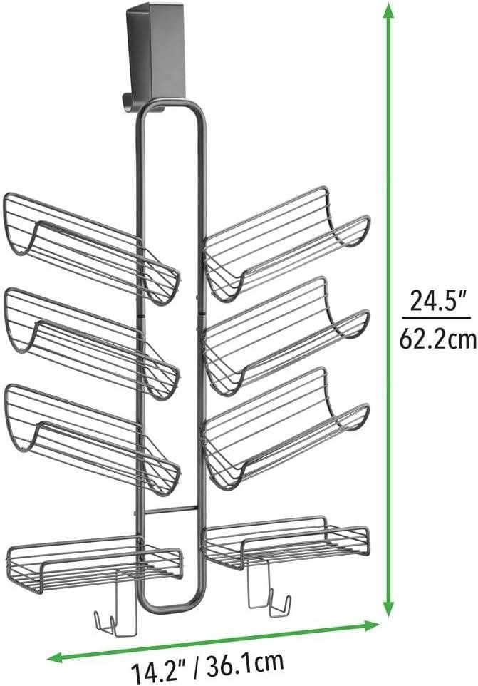 mDesign Badaccessoire-Set Duschablage Tür 8 Körbe graphitgrau mit Saugnäpfen 2 Haken Duschrega