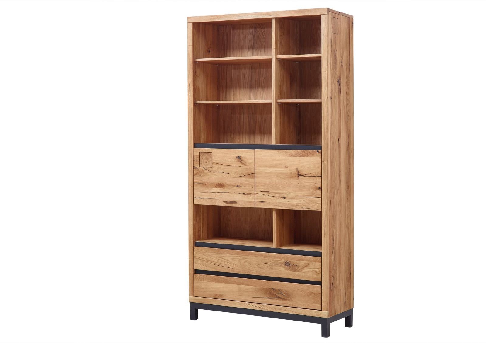 Massivmoebel24 Bücherregal, 1-tlg., Bücherregal Wildeiche 100x40x200 natur geölt VILLANDERS #138