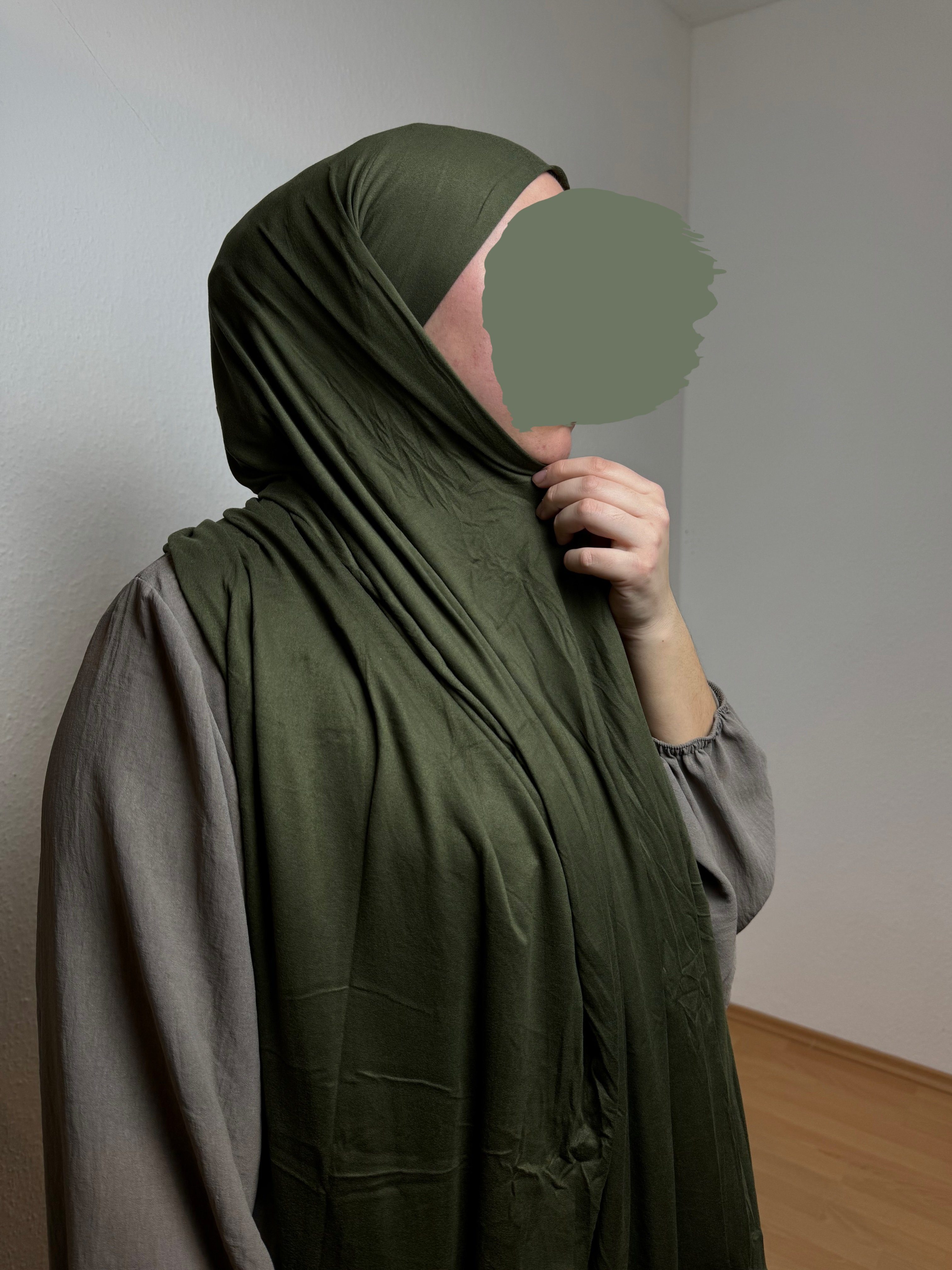 HIJABIFY Hijab Easy Hijab mit integrierter unter Tuch (antirutsch) Jersey-Stoff 2 in 1 Hijab/ Hidschab/ Kopftuch Khaki