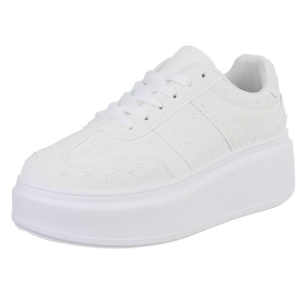 Ital-Design Moderne Sneaker mit Glitter-Details für Damen Sneaker (91261119) Keilabsatz/Wedge Sneakers Low in Weiß