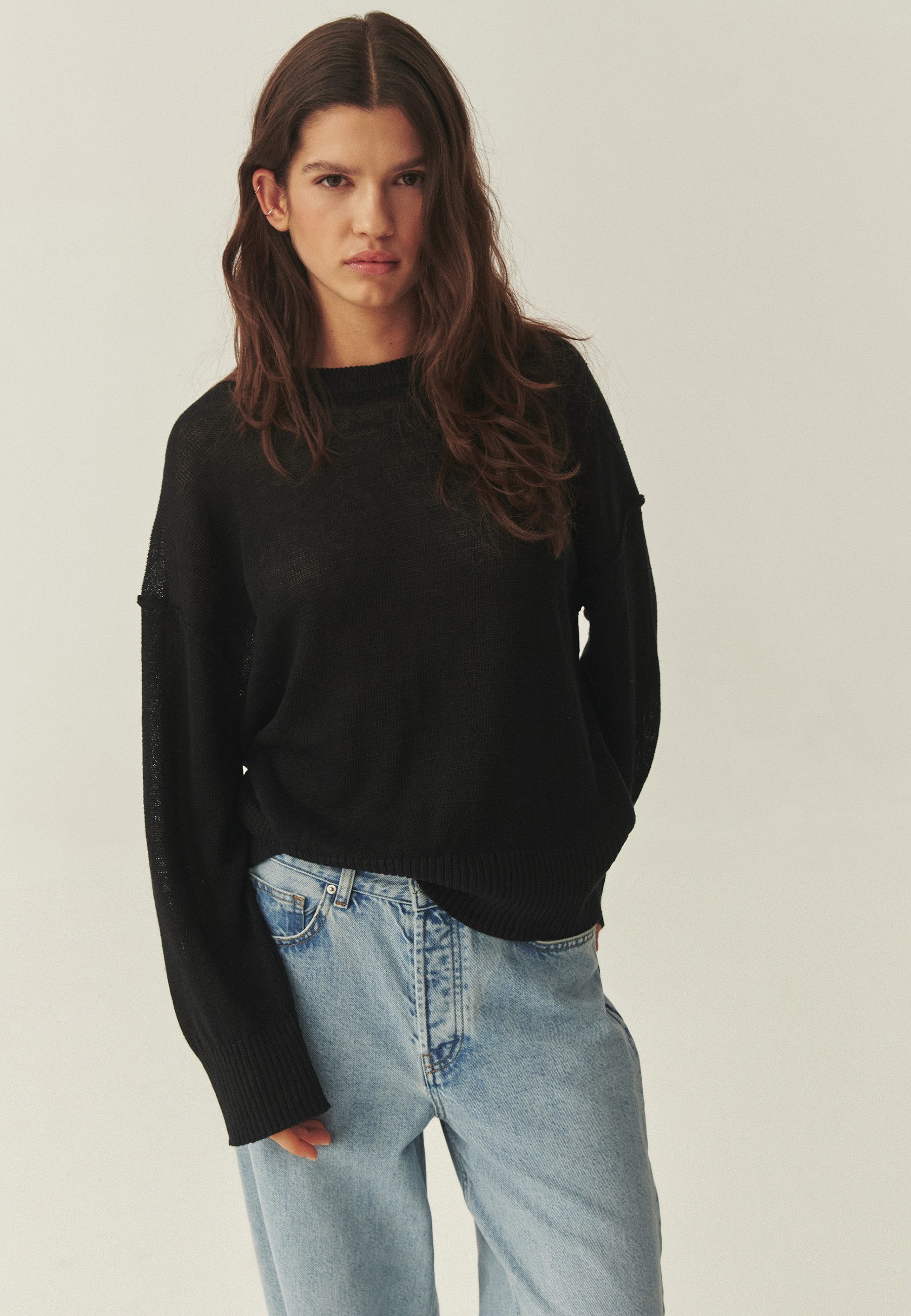 TATUUM Strickpullover Langärmeliger Leinen-Pullover - Telma