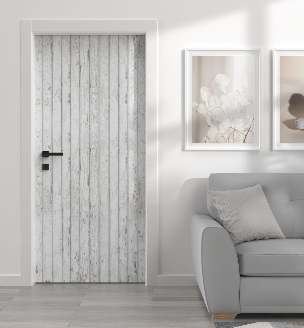 MyMaxxi Dekorationsfolie Türtapete Türposter Türfolie selbstklebend Holzwand weiß Türaufkleber, (Holzwand weiss, 1St.}, Klebefolie Tür aufgerollt), Selbstklebend
