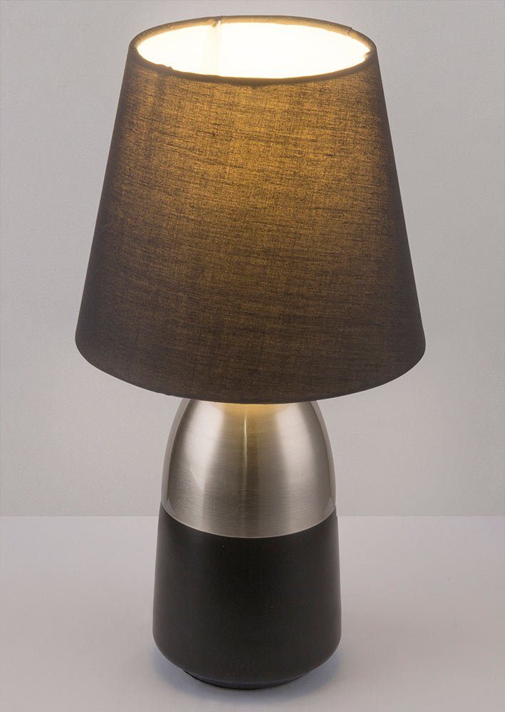 Design Touch Textil Schreibtischlampe, matt Schalter Zimmer Tisch Schlaf nickel Wohn - Leuchten etc-shop grau Nacht