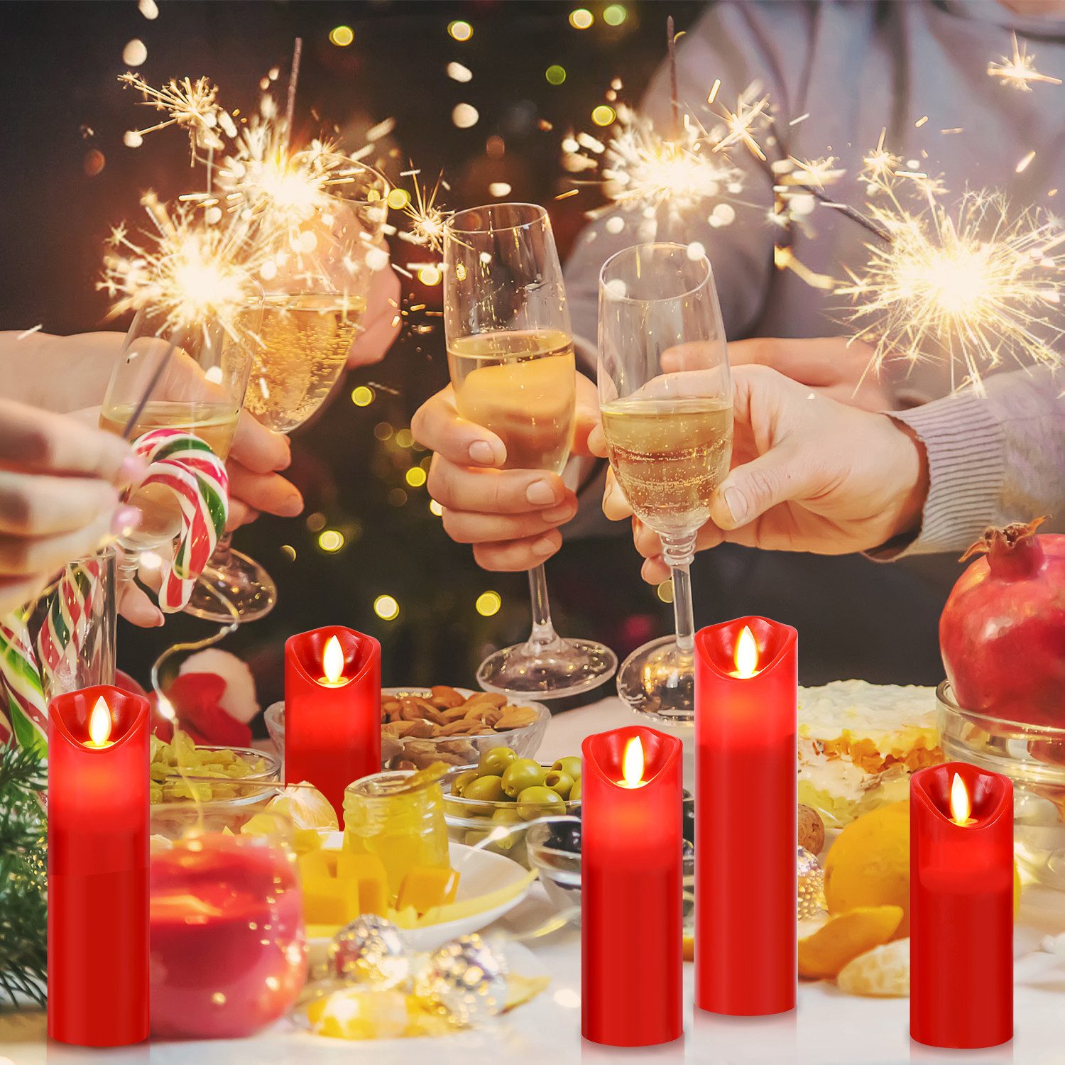 Clanmacy LED-Kerze 5X LED Kerzen Stumpenkerzen aus Echtwachs mit Docht vers günstig online kaufen