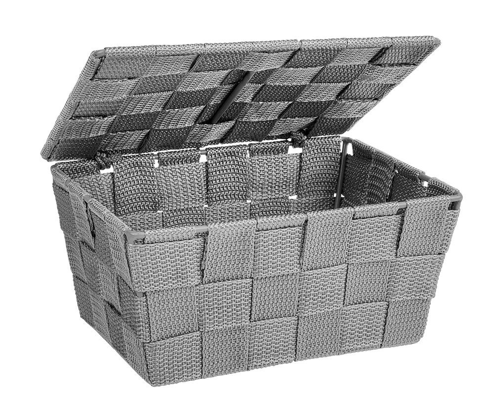 WENKO Badaccessoire-Set WENKO Badkorb Adria mit Deckel Grau