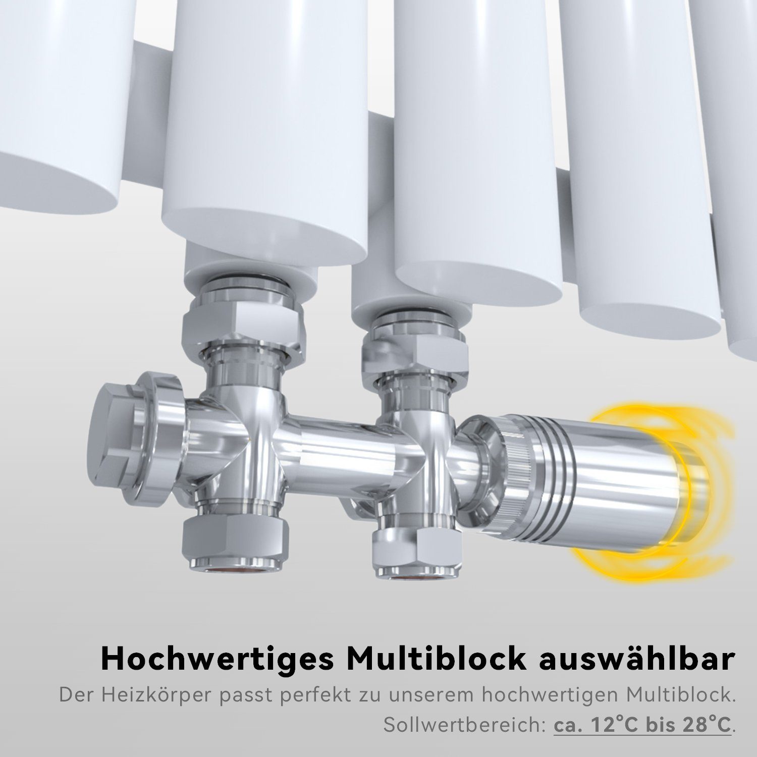 ELEGANT Badheizkörper Heizkörper Design Bad Heizkörper weiß, modern, mit Multiblock Thermostat