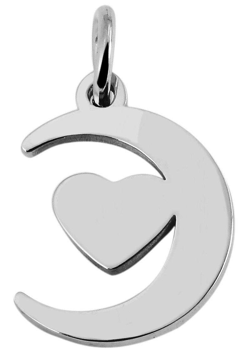 AKZENT Kettenanhänger Crescent Halbmond mit Herz Kettenanhänger aus Edelstahl