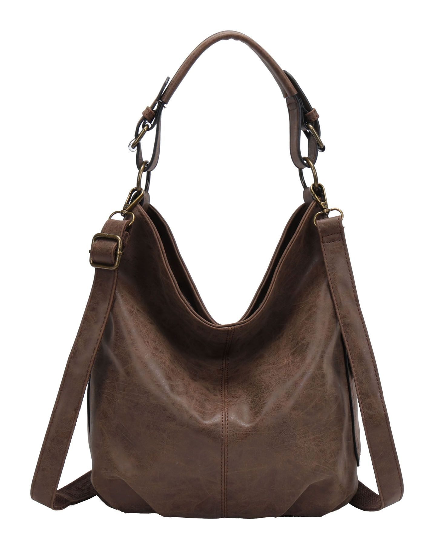 ITALYSHOP24 Schultertasche DAMEN SHOPPER Hobo Bag Umhängetasche Handtasche City Bag Cross-Over (Spar-Set: Henkel Tasche mit Schultergurt, Workbag Leder Optik, 2-tlg., mit Henkel und Schultergurt), Damentasche Freizeit Abend Leder Optik Henkeltasche Reise Crossbody