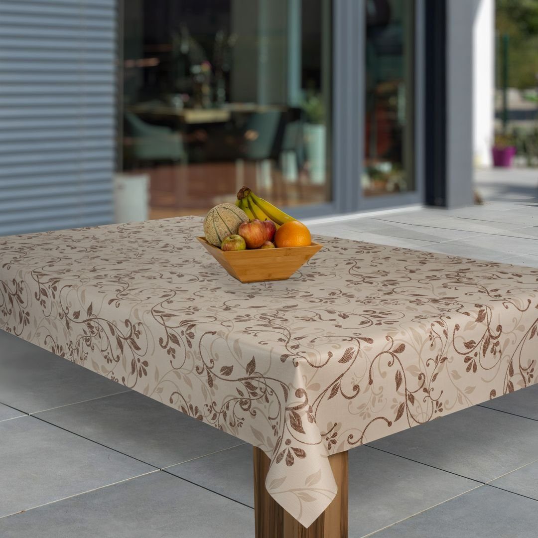 laro Tischdecke Wachstuch-Tischdecken Ranken Beige Braun günstig online kaufen