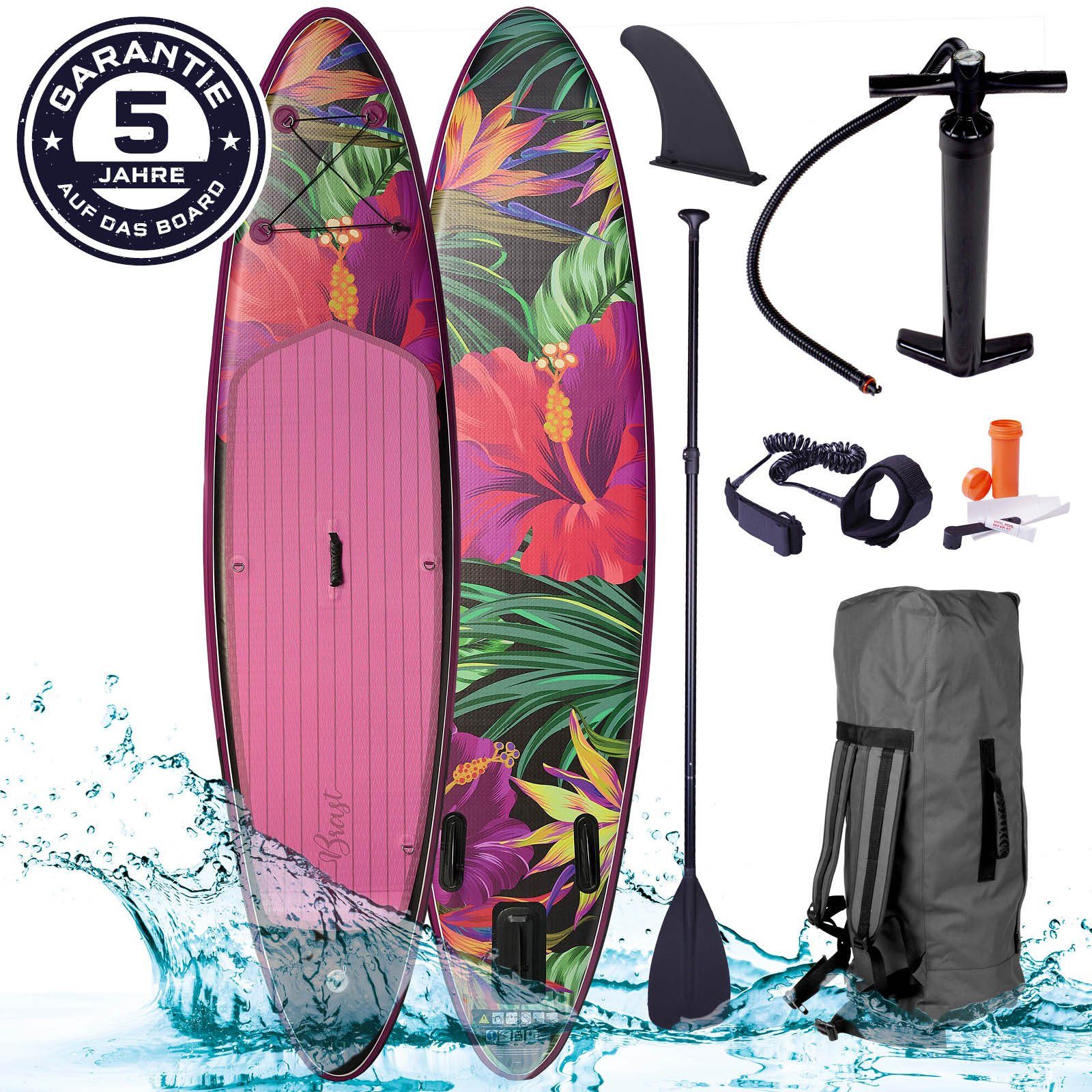 BRAST SUP-Board »BRAST SUP Board Lady Aufblasbares Stand up Paddle Set für  Frauen 300cm Tropic incl. Zubehör Fußschlaufe Paddel Pumpe Rucksack«